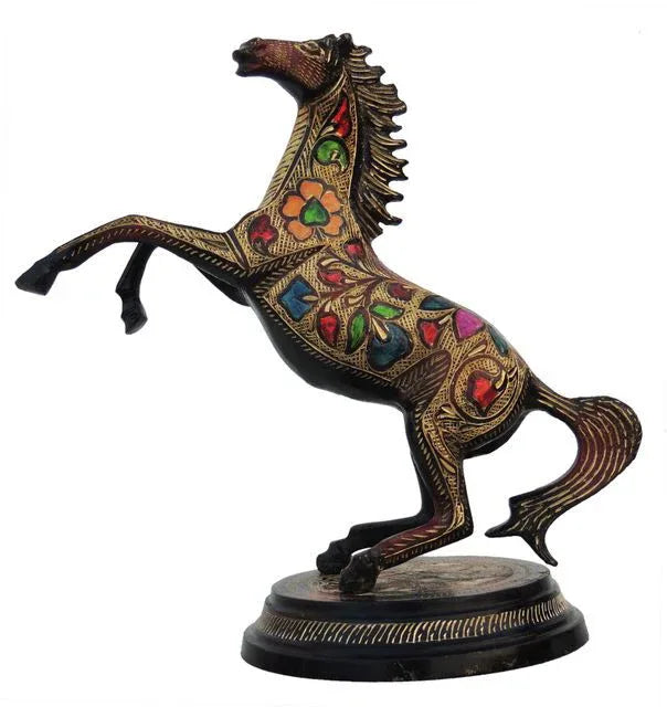 Handcrafted Brass Horse Showpiece for Home Decor and Gifting 10.5*6*11 Inches - ArtyCraftz.com