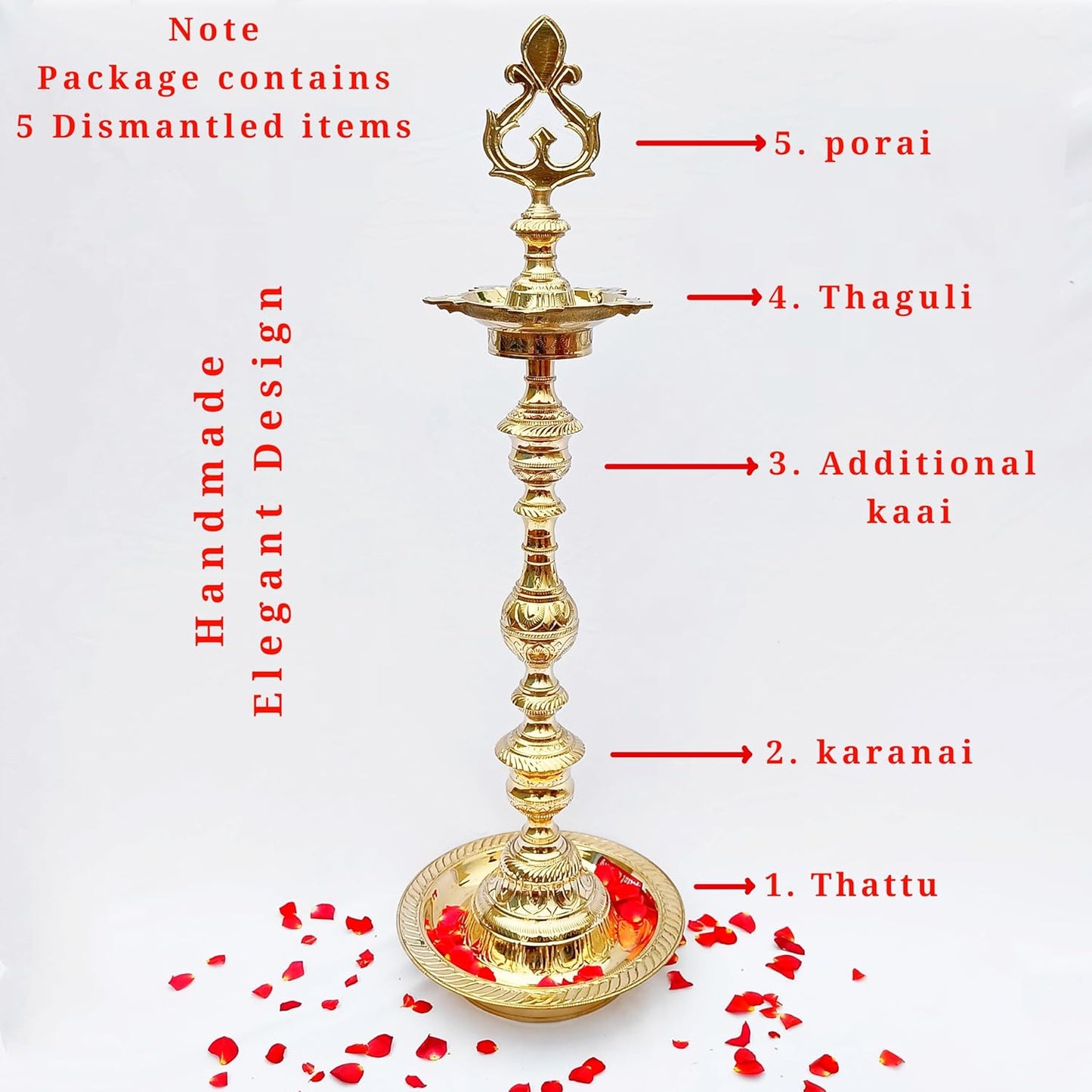 Handcrafted Brass Kuthuvilakku/Oil Lamp for Gifting for House Warming,Wedding (62 Cm)