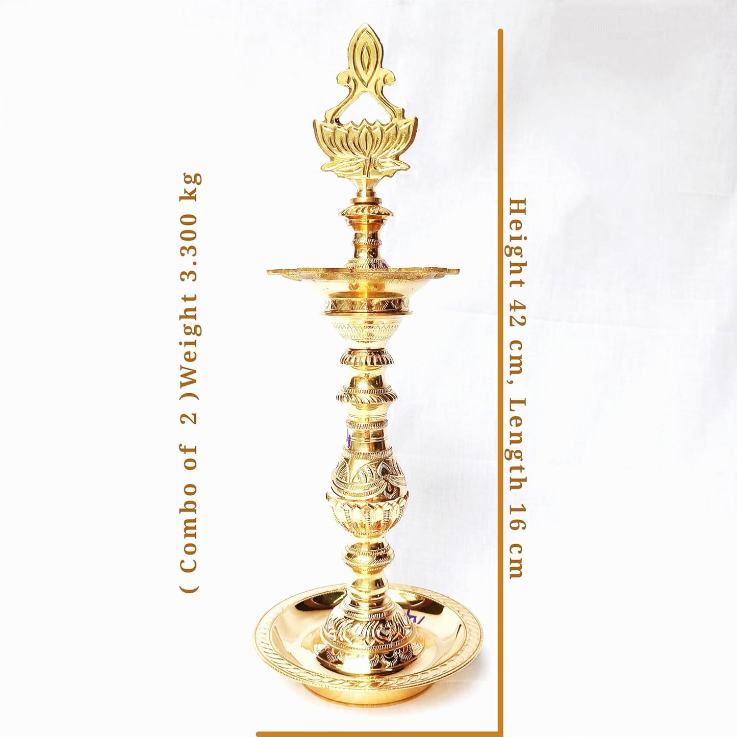Handcrafted Brass Lakshmi Pooja Lamp Measurement-ArtyCraftz.com