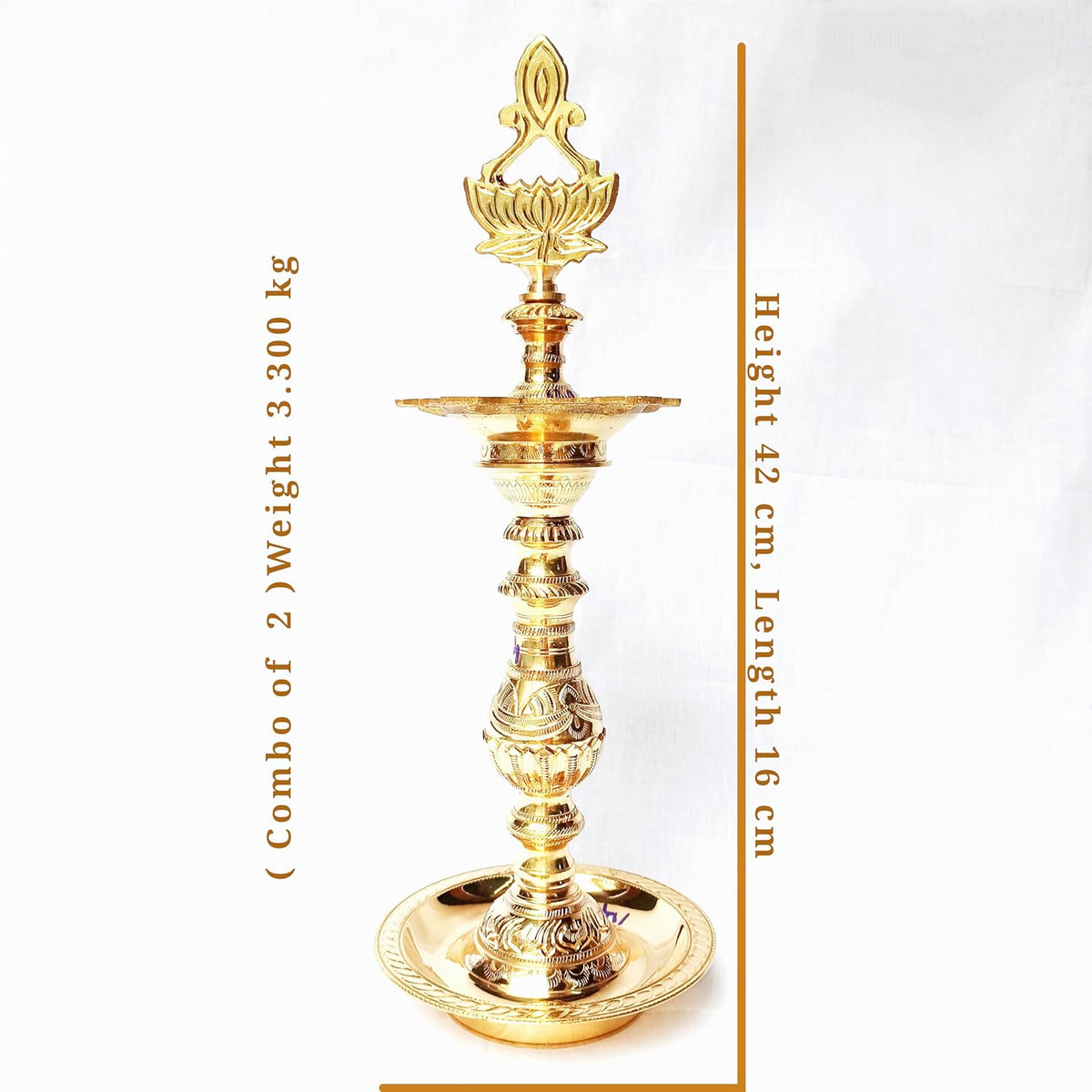 Handcrafted Brass Lakshmi Pooja Lamp Measurement-ArtyCraftz.com