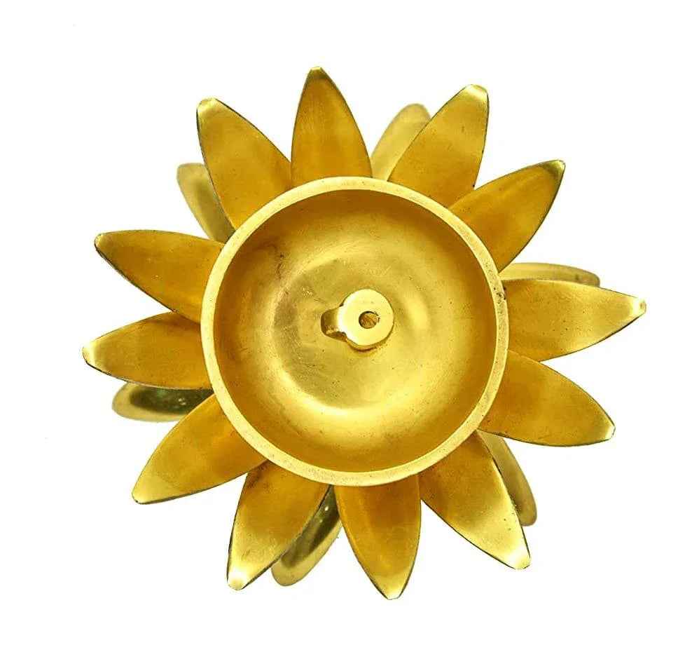 Handcrafted Brass Lotus Diya – Decorative Oil Lamp for Home & Pooja