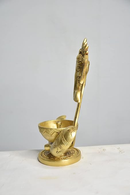 Handcrafted Brass Modern Ganesha Idol Akhand Diya Pooja Gifting House Warming