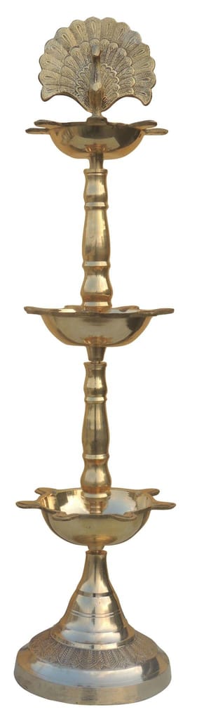 Handcrafted Brass Multi-Tier Peacock Diya - ArtyCraftz.com