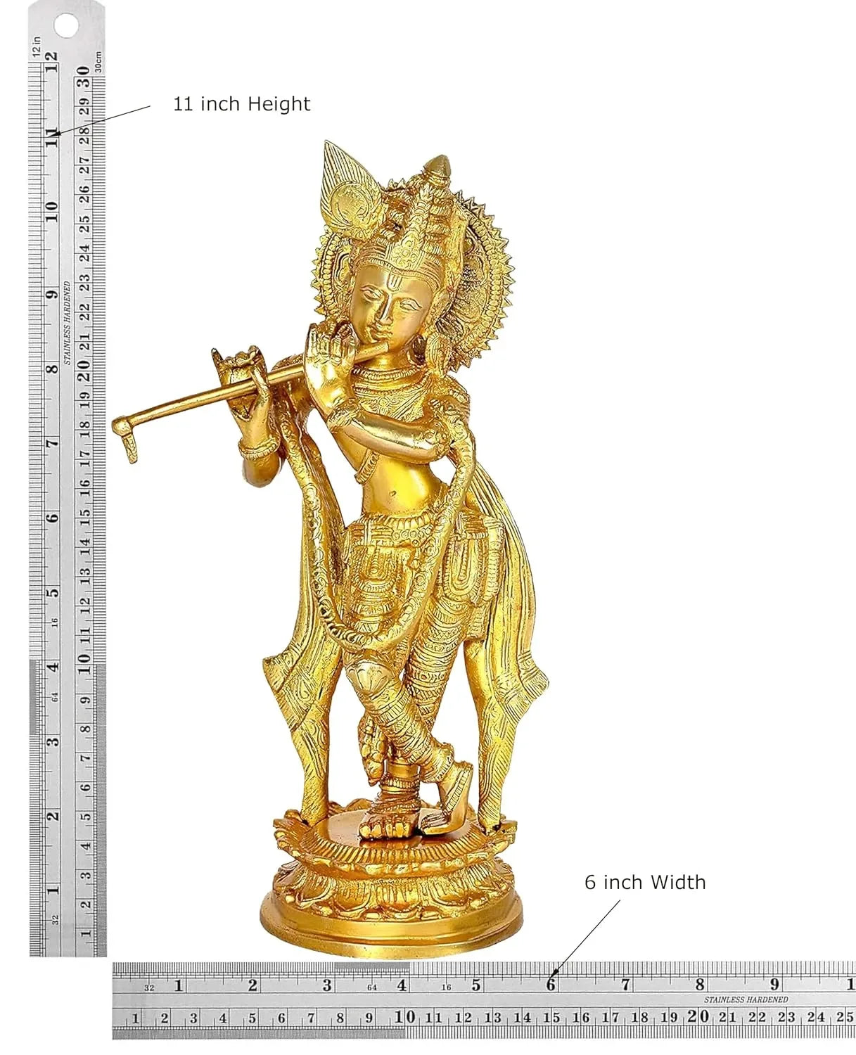 Handcrafted Brass Murlidhar Krishna Statue Height 11 Inches - ArtyCraftz.com