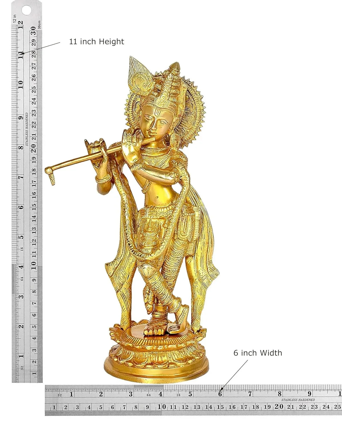 Handcrafted Brass Murlidhar Krishna Statue Height 11 Inches - ArtyCraftz.com