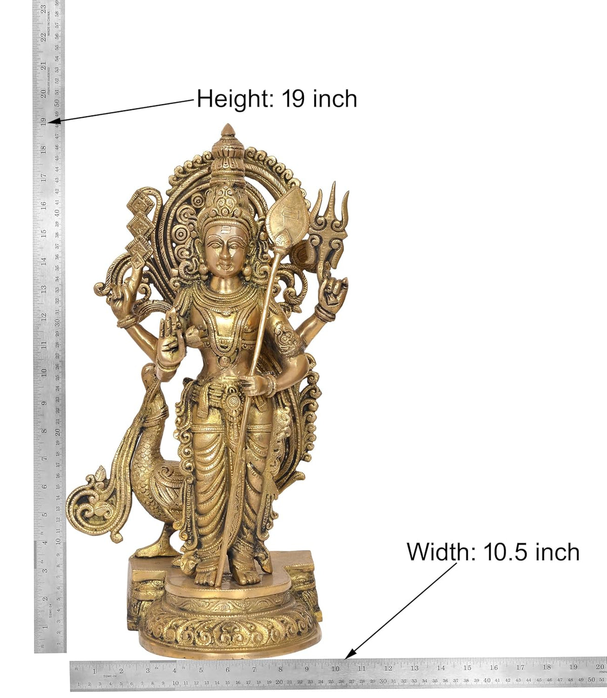 Handcrafted Brass Murugan Statue with Peacock-ArtyCraftz.com