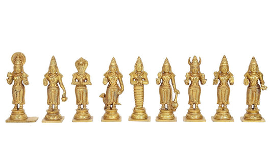 Handcrafted Brass Navagraha Statue Set for Home Temple & Pooja Room-ArtyCraftz.com