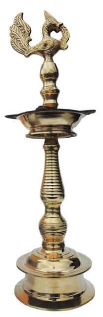 Handcrafted Brass Peacock Diya Lamp Traditional Standing Oil Lamp-ArtyCraftz.com