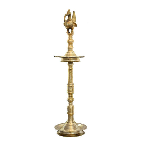 Handcrafted Brass Peacock Nilavilakku Standing Oil Lamp-ArtyCraftz.com