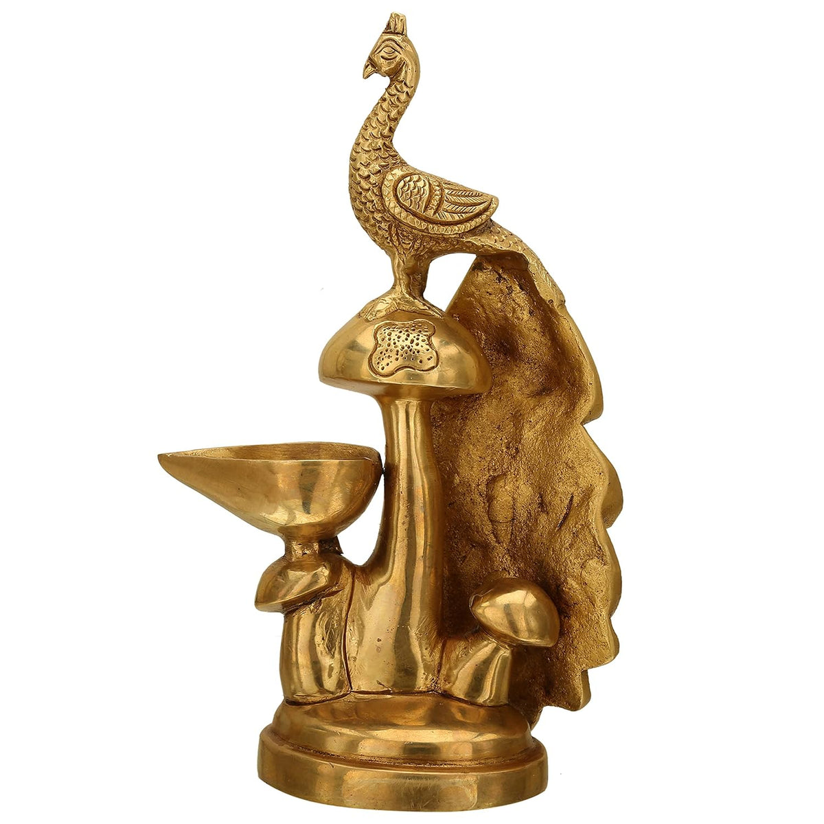 Handcrafted Brass Peacock Oil Lamp Diya Main View Back view-ArtyCraftz.com