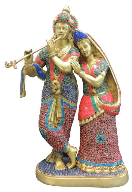 Handcrafted Brass Radha Krishna Standing 23 Inches Statue-ArtyCraftz.com