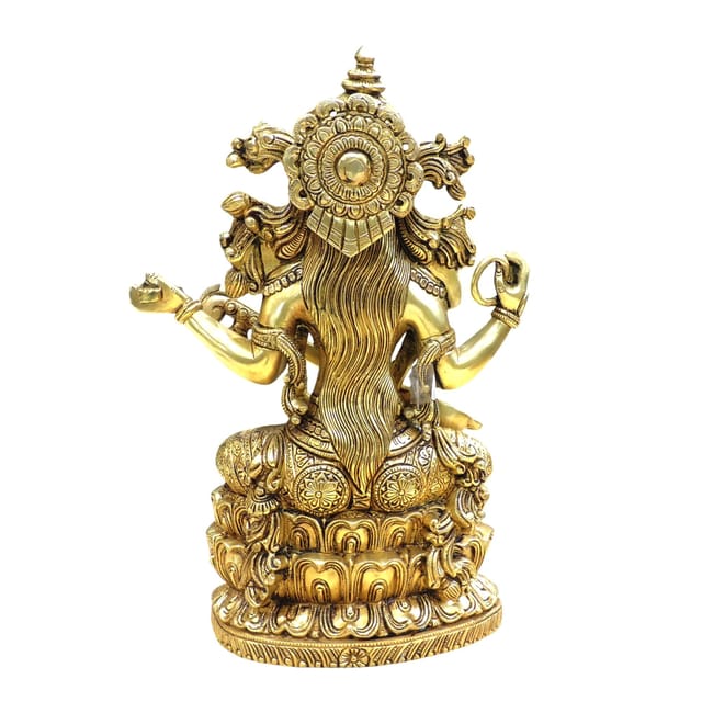 Handcrafted Brass Saraswati Statue with Veena 15 Inches-ArtyCraftz.com