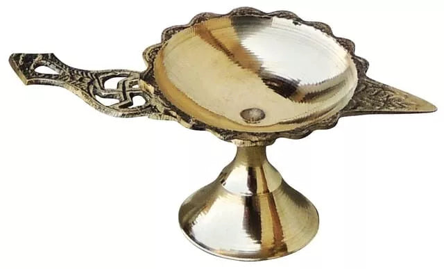 Handcrafted Brass Swastik Aarti Diya, perfect for puja, festivals, and home decor, featuring the sacred Swastik symbol-ArtyCraftz.com