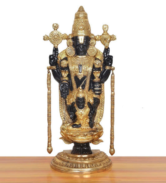 Handcrafted Brass Tirupati Balaji Venkateswara Swamy Statue Main View-ArtyCraftz.com
