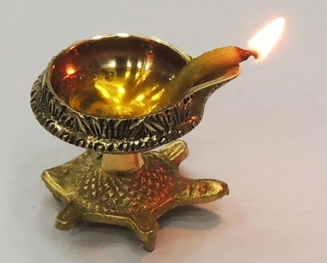 Handcrafted Brass Tortoise Diya Pooja Gifting1.9*1.6*1.5 Inches - ArtyCraftz.com