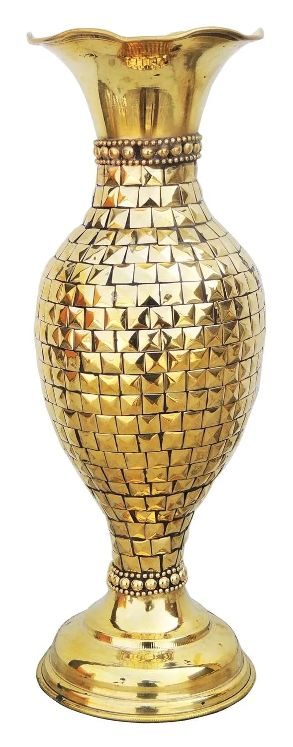 Handcrafted Brass Vase for Home Decor and Gifting 4*4*11.3 Inches - ArtyCraftz.com