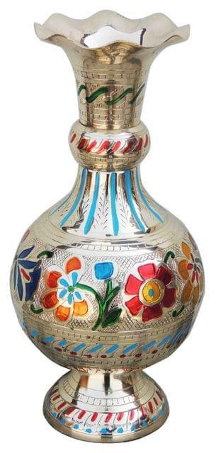 Handcrafted Floral Engraved Brass Decorative Vase-ArtyCraftz.com