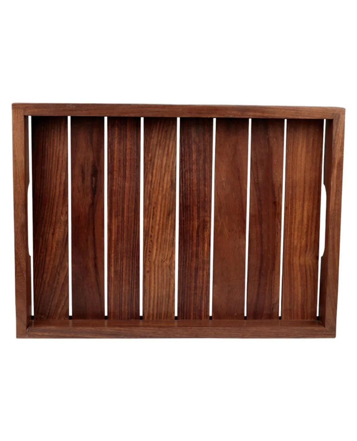 Handcrafted Brown Rectangular Wooden Serving Tray Set