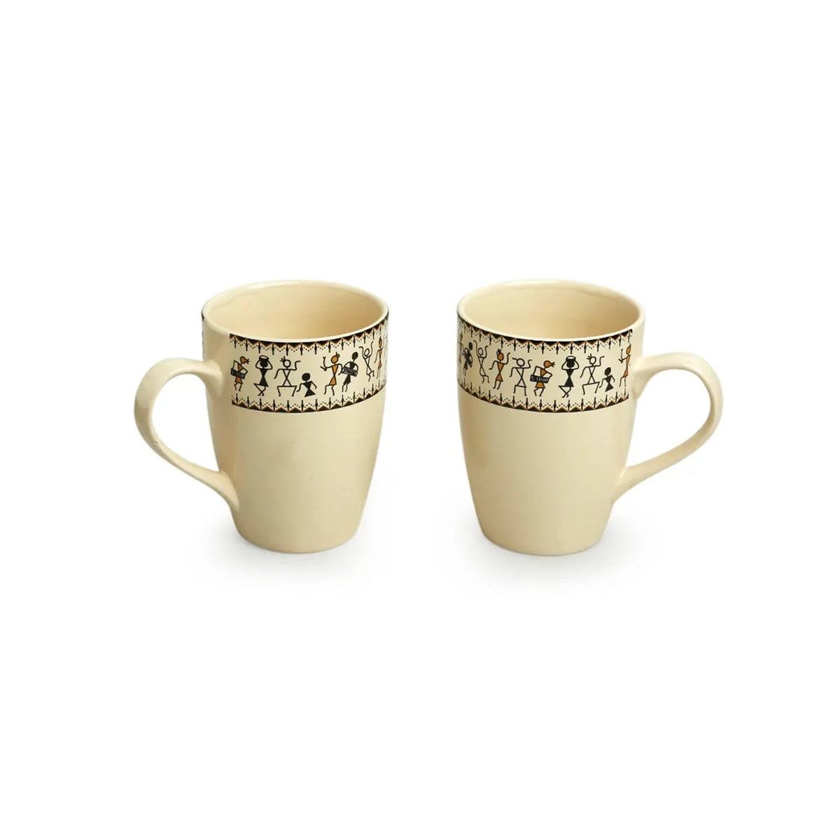 Handcrafted Ceramic Coffee Mugs with Warli Design-ArtyCraftz.com