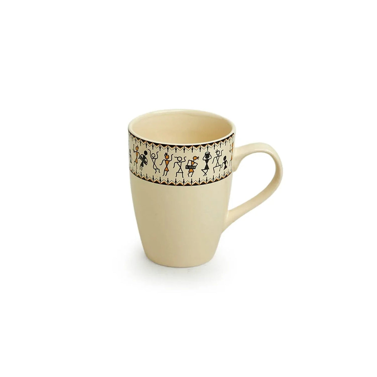 Handcrafted Ceramic Coffee Mugs with Warli Design-ArtyCraftz.com