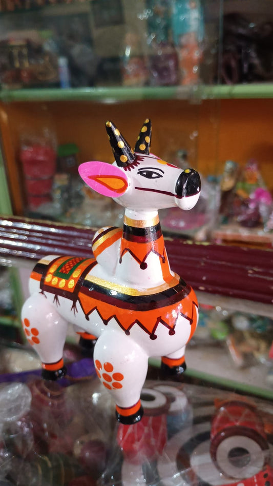Handcrafted Channapatna Wooden Basava Showpiece Actual Image