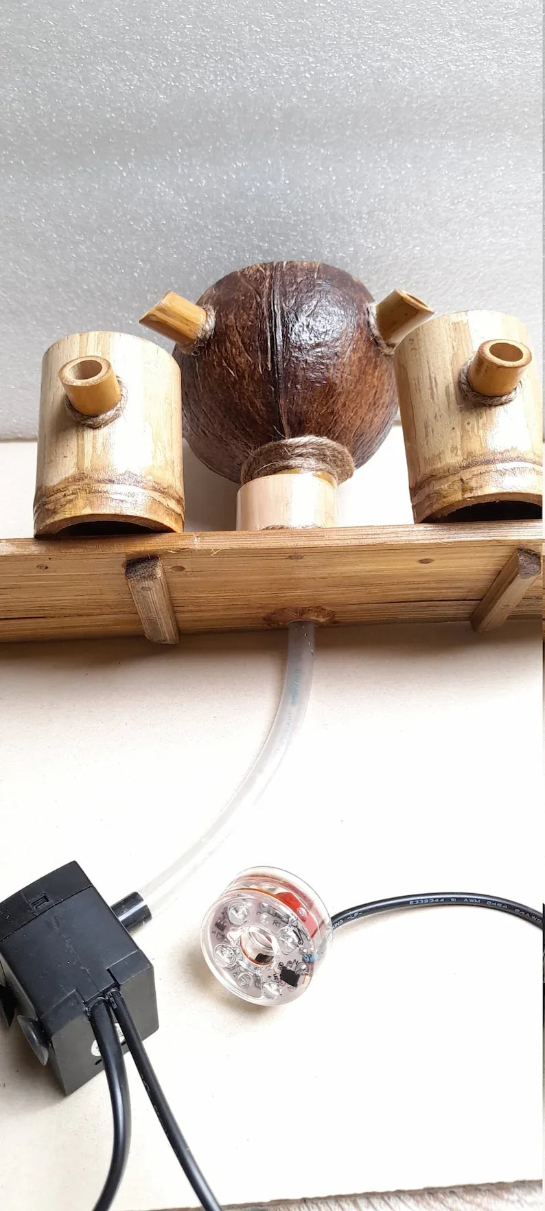 Handcrafted Coconut Shell and Bamboo Mini Table Fountain-ArtyCraftz.com