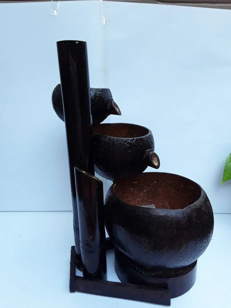 Handcrafted Coconut shell Bamboo Fountain for Home and Garden Decor - ArtyCraftz.com