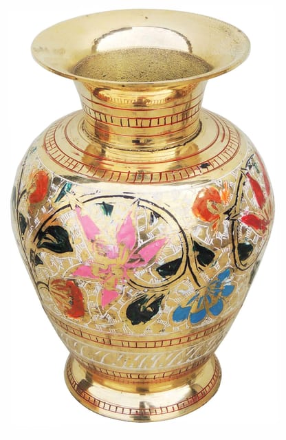 Handcrafted Decorative Floral Engraved Brass Decorative Vase - ArtyCraftz.com