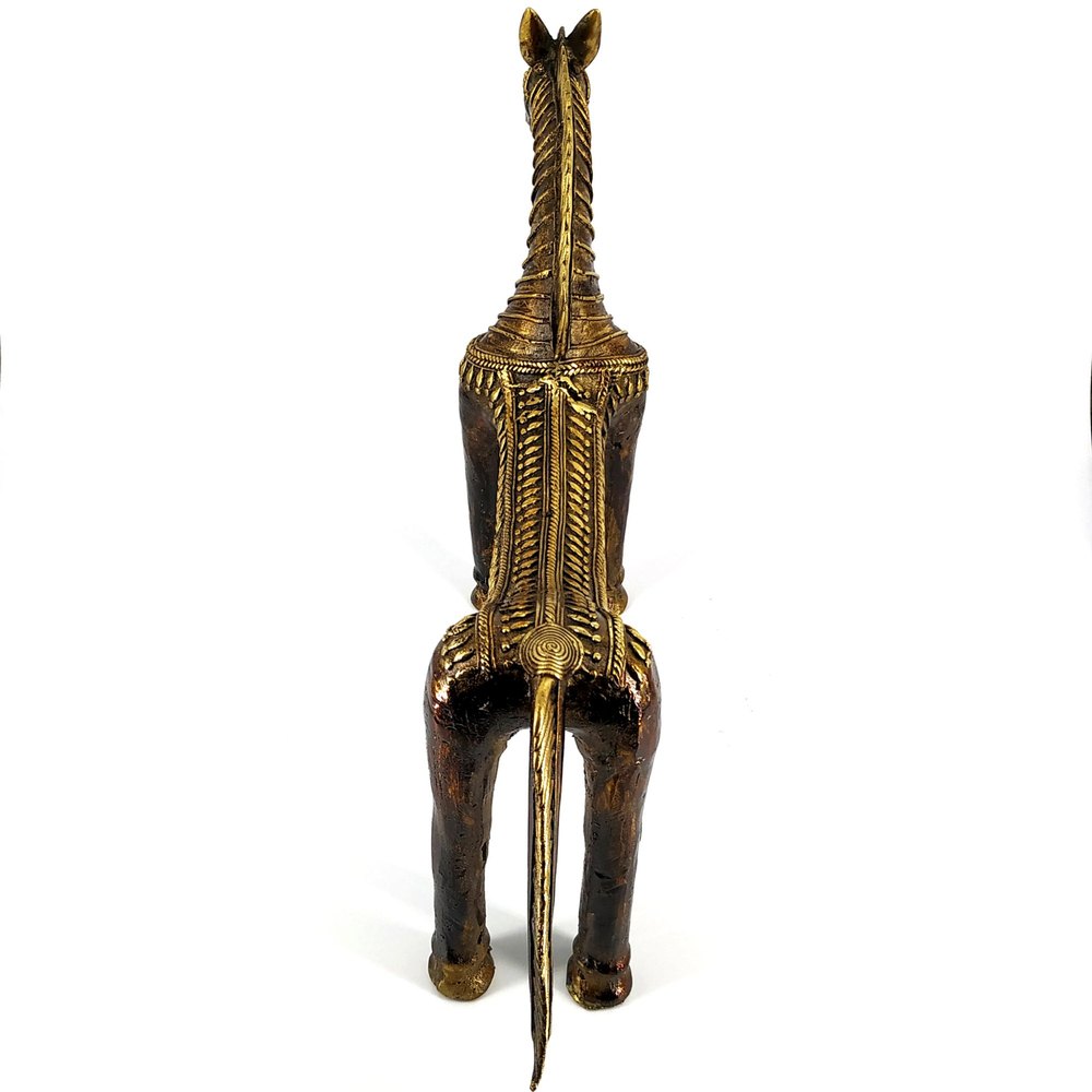 Handcrafted Dhokra Horse Statue Back View-rtyCraftz.com