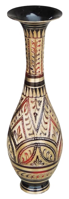 Handcrafted Engraved Brass Decorative Flower Vase - ArtyCraftz.com