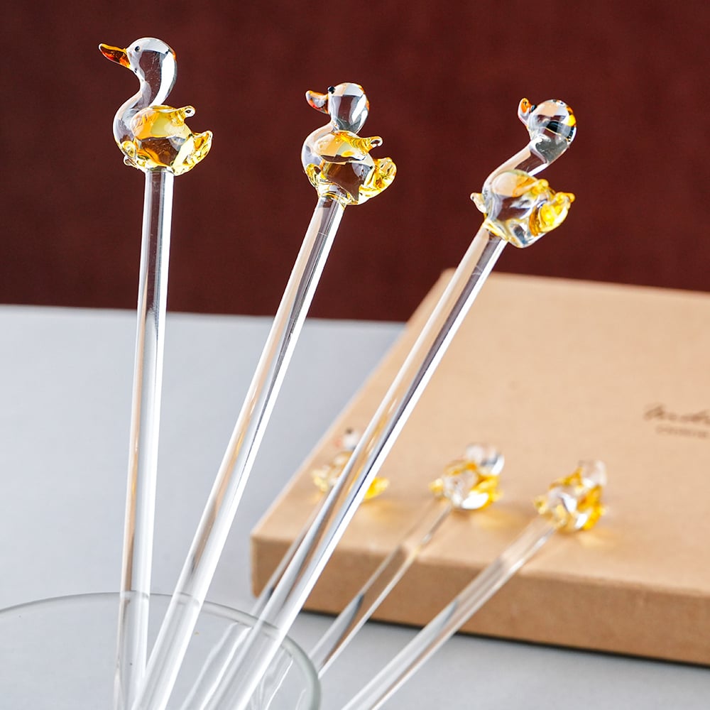 Handcrafted Glass Duck Swizzle Sticks-ArtyCraftz.com