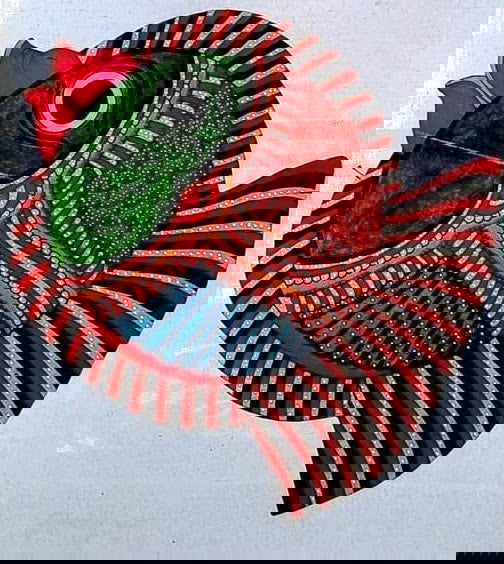 Handcrafted Green Fish Leather Puppet - ArtyCraftz.com