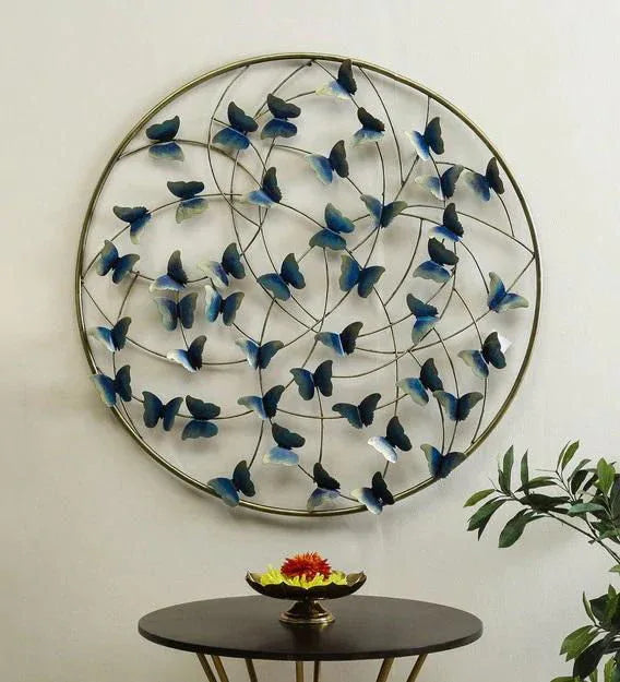 Handcrafted Iron Butterfly circle Wall Art - ArtyCraftz.com