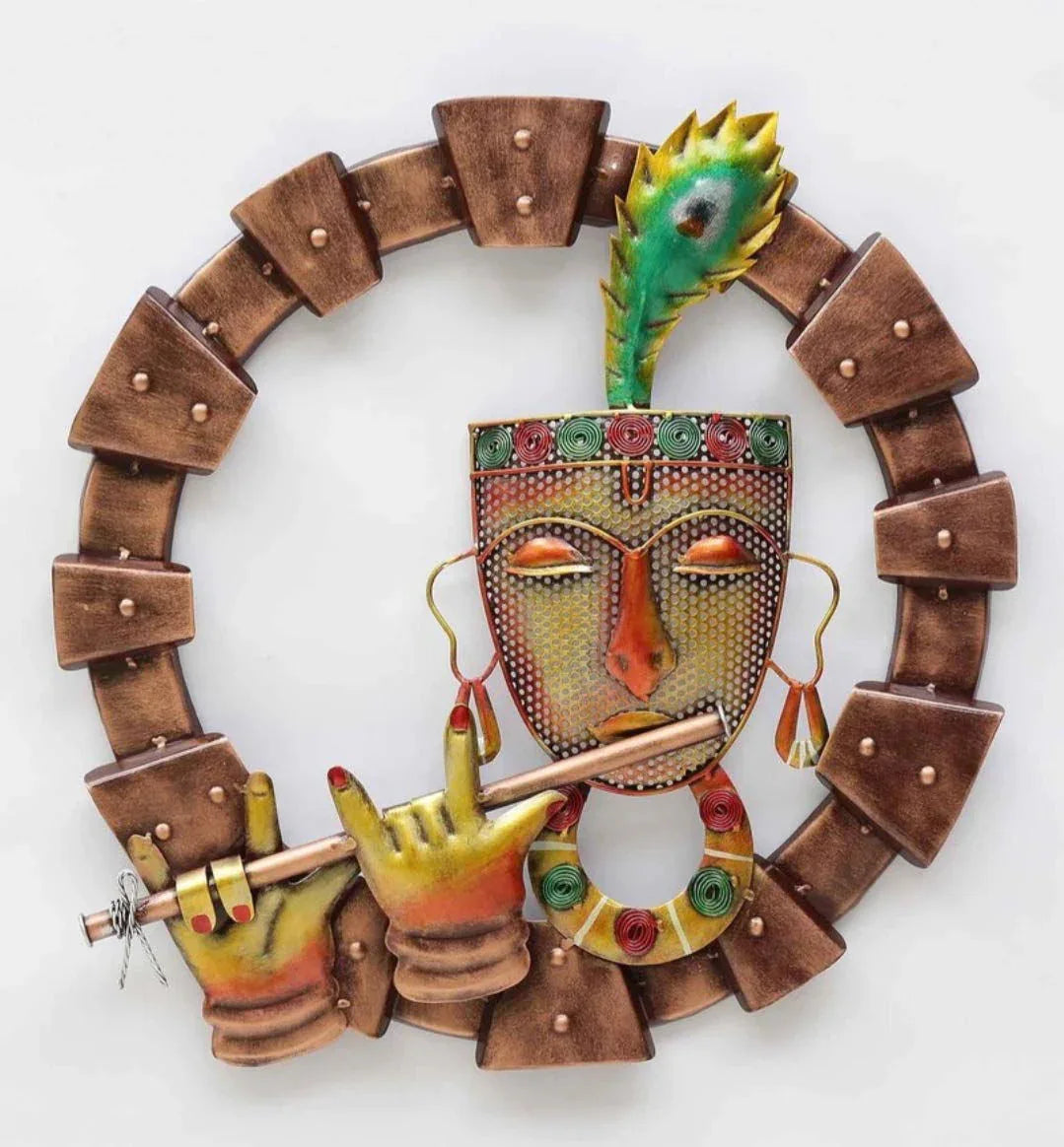 Handcrafted Iron Lord Krishna Frame Wall Decor - ArtyCraftz.com