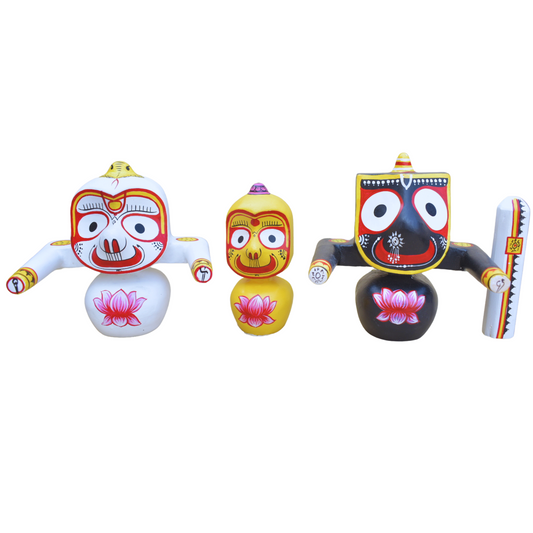 Handcrafted Jagannath Baladeva Subhadra Idol Set - 6 & 7 Inch-ArtyCraftz.com
