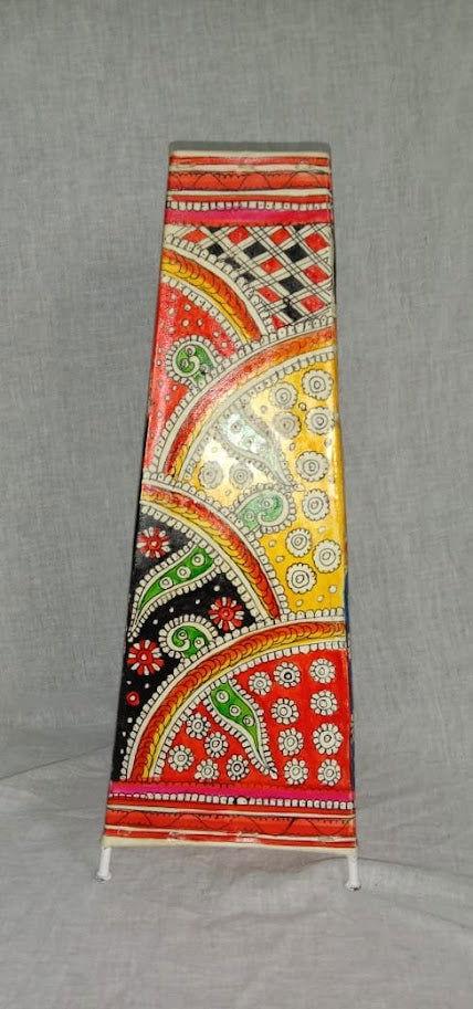 Handcrafted Leather Art Work Leather Painted Design Lamp Shade Without Bulb Multi Color - ArtyCraftz.com