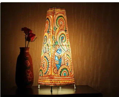 Handcrafted Leather Art Work Leather Painted Lamp Shade 16 Inches - ArtyCraftz.com