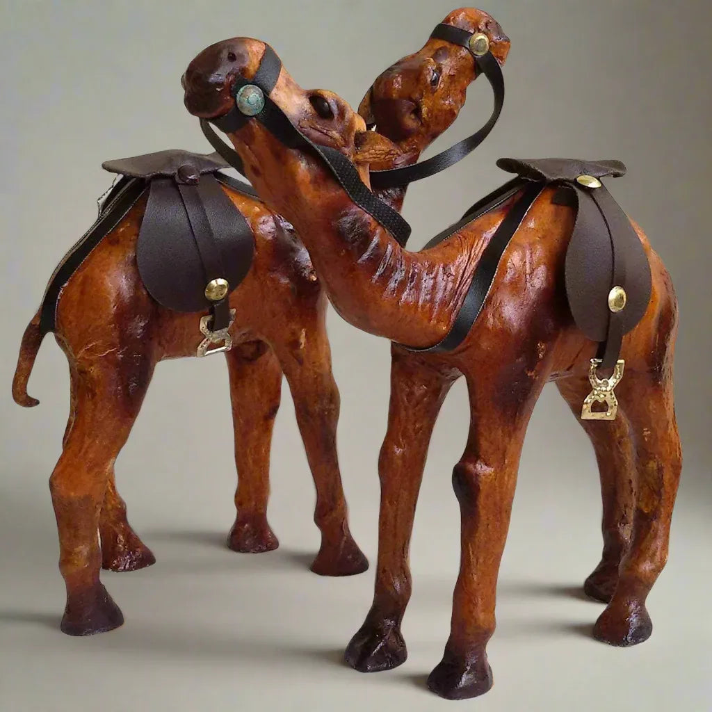 Handcrafted Leather Camel Showpiece-ArtyCraftz.com