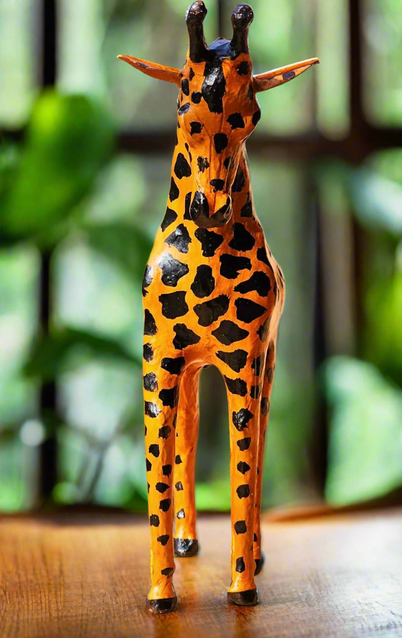 Handcrafted Leather Giraffe Showpiece-ArtyCraftz.com