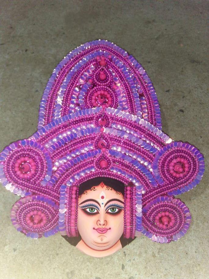 Handcrafted Ma Durga Paper Mache Mask for Wall Hanging 1.5*1.5 Feet Pink Color - ArtyCraftz.com