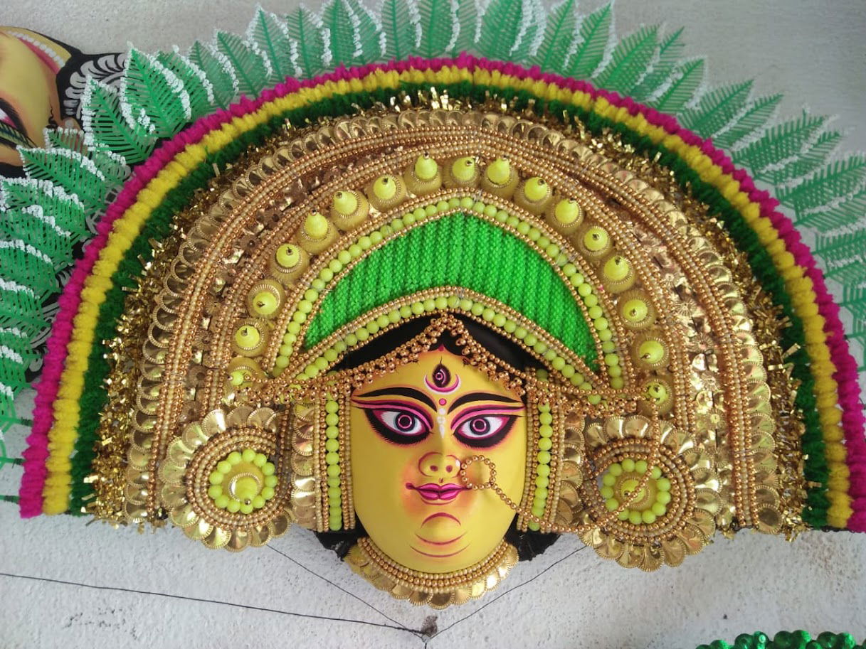 Handcrafted Ma Durga Paper Mache Mask for Wall Hanging for Home Decor and Office Decor 2.5*2.5 Feet Multi Color - ArtyCraftz.com