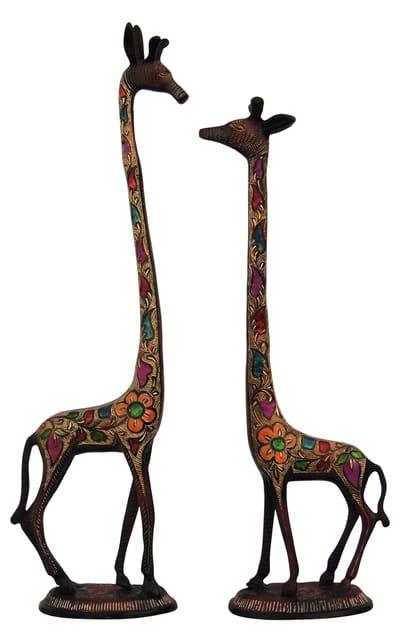 Handcrafted Meenakari Giraffe Pair Statue Tall Decorative Showpiece (22 Inch)-ArtyCraftz.com