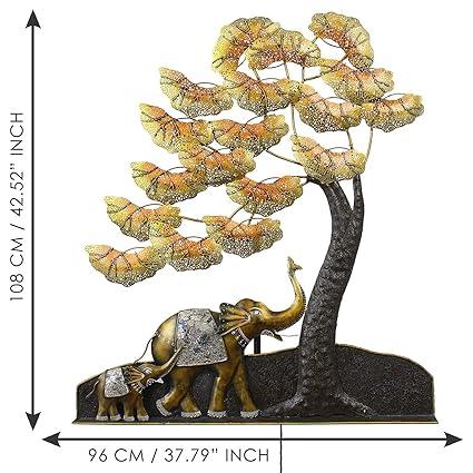 Handcrafted Metal 2 Elephant Tree Wall Art