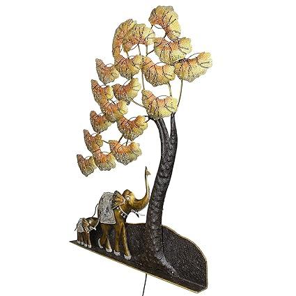 Handcrafted Metal 2 Elephant Tree Wall Art