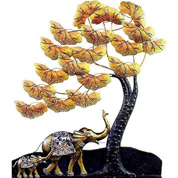 Handcrafted Metal 2 Elephant Tree Wall Art