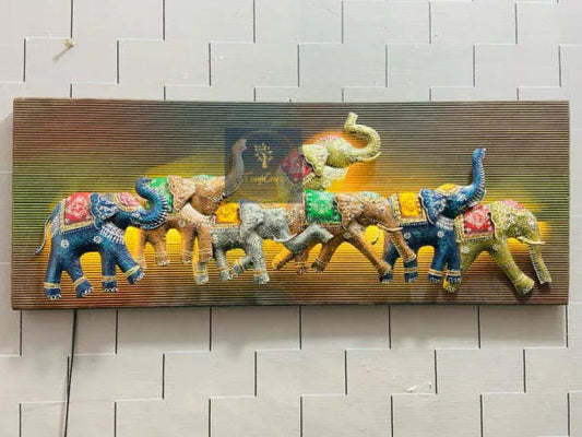 Handcrafted Metal 3D-Elephant Art Wall Decor