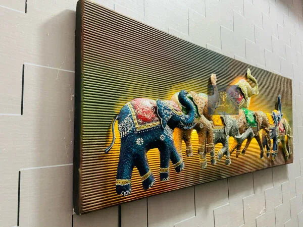 Handcrafted Metal 3D-Elephant Art Wall Decor