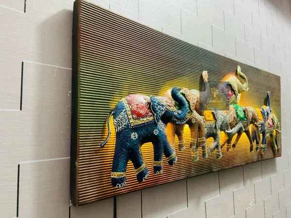 Handcrafted Metal 3D-Elephant Art Wall Decor