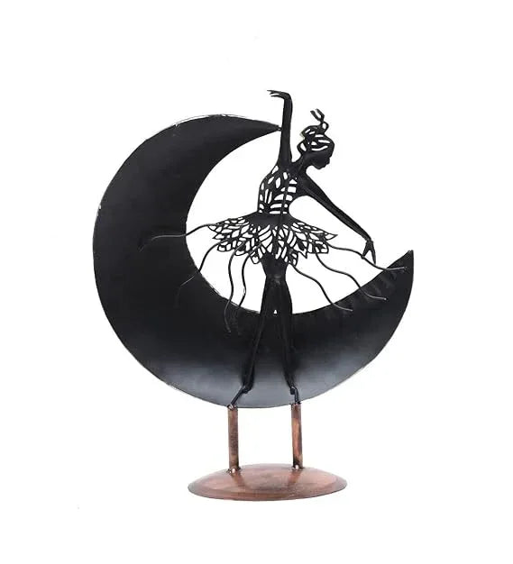 Handcrafted Metal Angel in Half Moon for Showpiece - ArtyCraftz.com