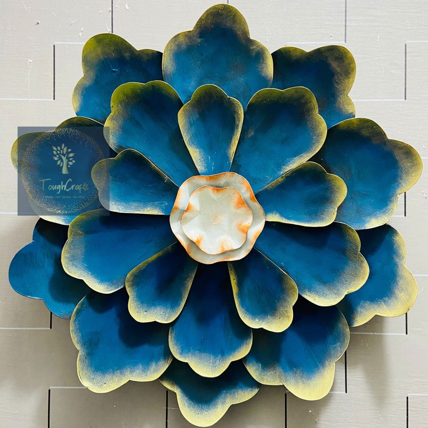Handcrafted Metal Blue Flower for Wall Decor - ArtyCraftz.com